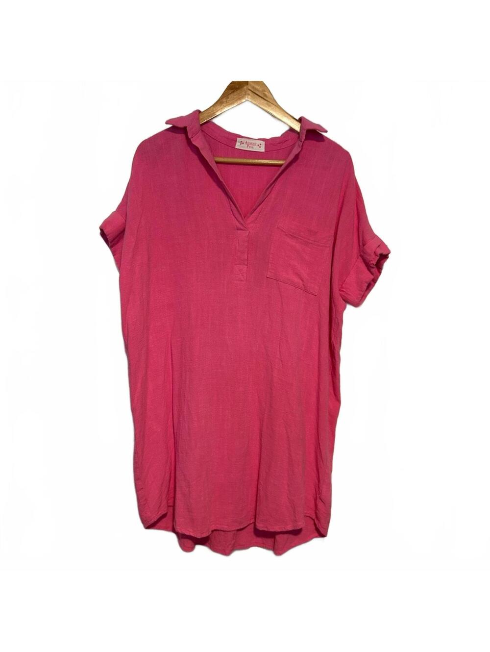 Boutique Brand Barbie Pink Linen Blend Shirtdress | Oversized Size Small